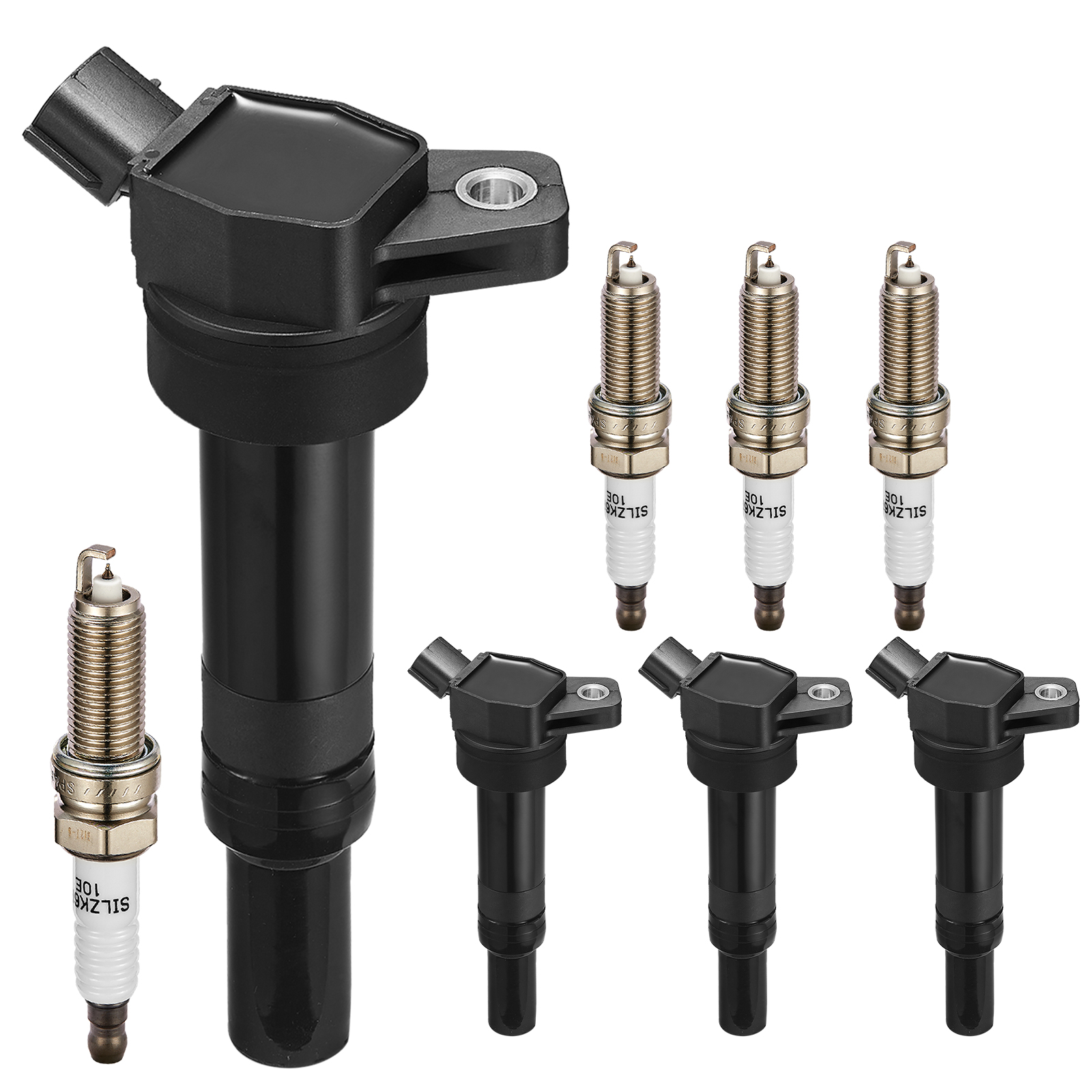 Set of 4 UF651 Ignition Coil Pack & 9686 Spark Plugs Fit for Dodge Chrysler Volkswagen Avenger Challenger Charger Journey 300 Sebring Pacifica Town & Country Routan, 3.5L 4.0L V6
