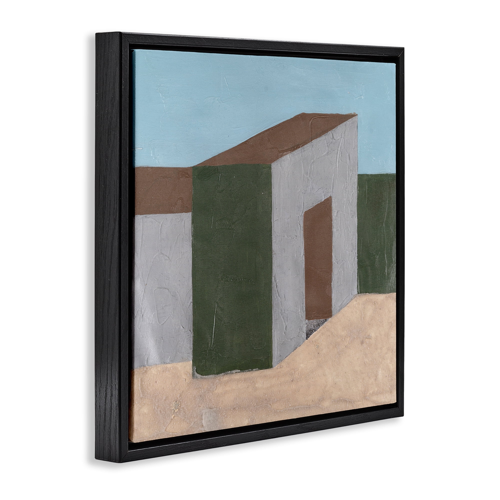Stupell Industries Rustic Desert Building Buildings & Architecture Painting Black Floater Framed Canvas Art Print Wall Art, 25 x 25