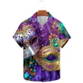 thumbnail image 2 of Hombres Botón Arriba Camisas Carnaval Impreso Cuello de Manga Corta, Moda Casual Top para el Ocio Y las Vacaciones, 2 of 9