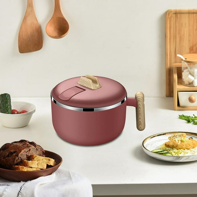 Ramen Cooker Tazón Ramen con tapa con asas Olla portátil Tazón de fideos instantáneos Tazón de sopa para cocina Camping Cocina instantánea Rojo Macarena Cuenco de ramen