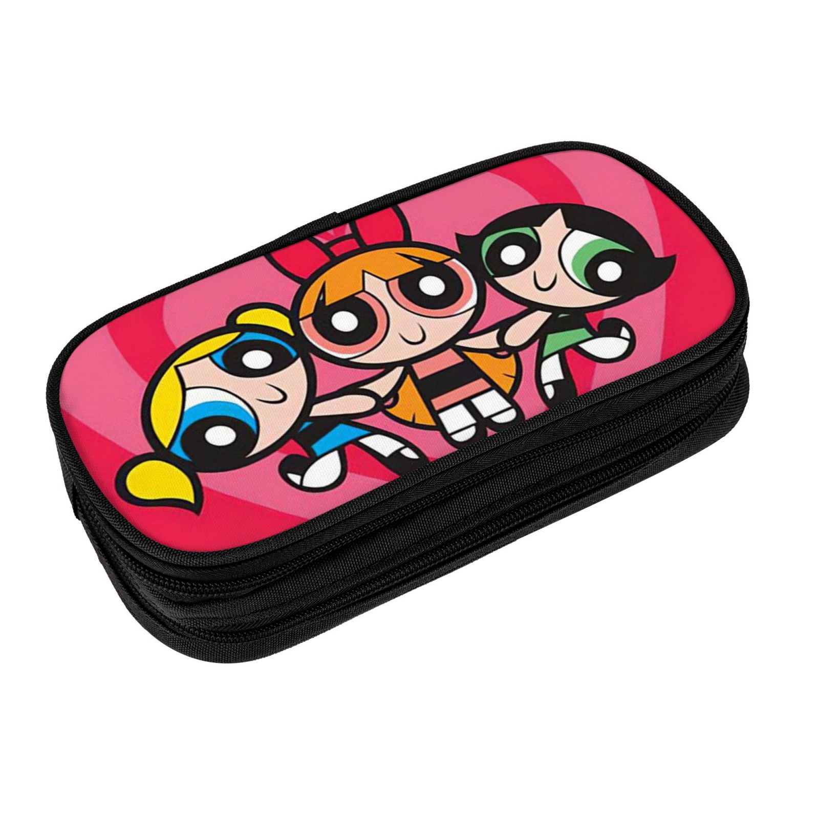 The Powerpuff Gi-rls Pencil Case Large Capacity Pencil Pouch Penbag Office Stationery Organizer Travel Makeup Bag Black