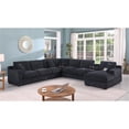 thumbnail image 3 of Celine Dark Gray Chenille Fabric Sectional Chaise Cupholders Charging Ports, 3 of 13