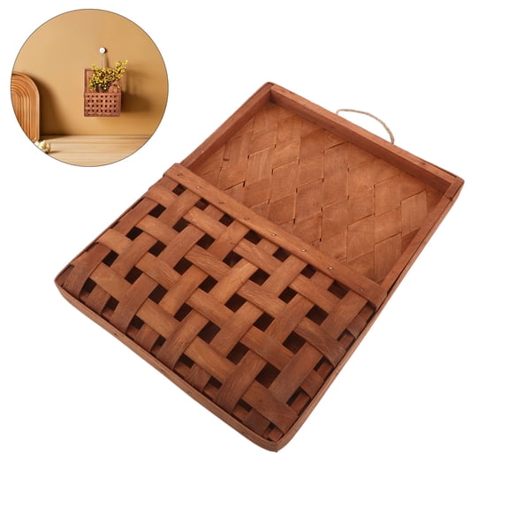 Mobestech Wooden Coffee Basket with Woven Design for Wall Hanging, Home Storage and Decorative Use
