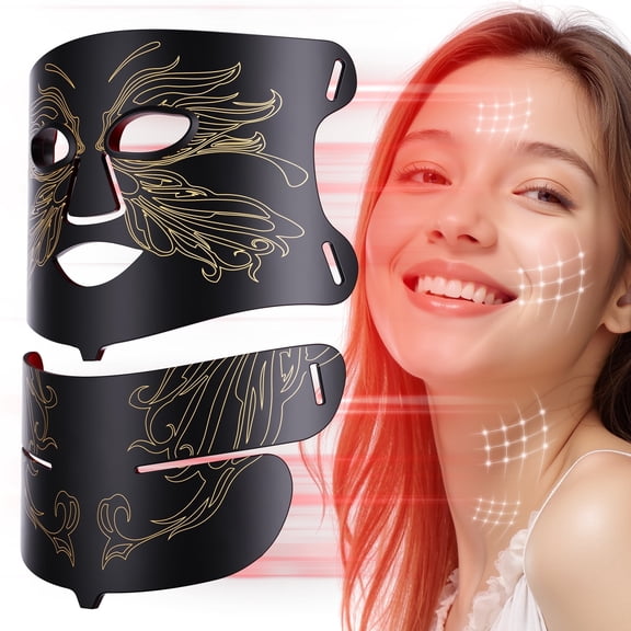 SMALLRT  Red Light Therapy for Face, 7 Modes LED Face Mask & Neck Mask Light Therapy at Home, Black