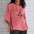 thumbnail image 2 of AKOEE Womens 3/4 Length Plus Size T Shirt Graphic Print Loose Crew Neck Tops Short Sleeve S-5X Casual Large Tees (3X-Large, Pink), 2 of 6
