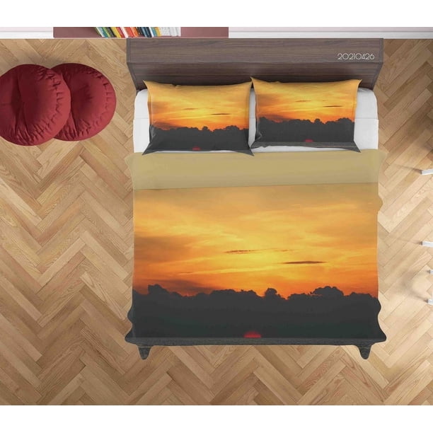 3D Sunset Sky Forest Quilt Cover Set Ropa de Cama Set Funda Nórdica Fundas de almohada 272