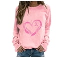 thumbnail image 1 of Rbaofujie Chandails pour Femmes Femmes Mode Décontractée Imprimé Col Rond Ample Manches Longues T-shirt Hauts Blouse Rose Chandails à Capuche Graphiques, 1 of 4