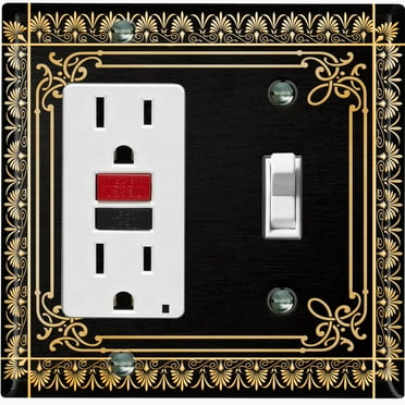 Metal Light Switch Plate Cover Elegant Victorian Floral Frame Black FRA076