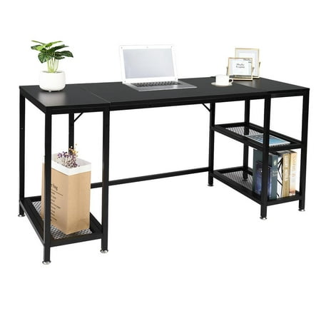 Ktaxon Writing Computer Desk with Storage Shelves, Office Work Desk for Small Spaces, Writing Study Table for Bedroom, Home, Office