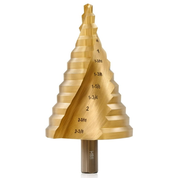ZELCAN Grand Foret à Étrier à Rainure en Spirale HSS, 12 Tailles en Titane Acier Haute Vitesse 1/4 Pouces à 2-3/8 Pouces Foret pour Feuille Alu