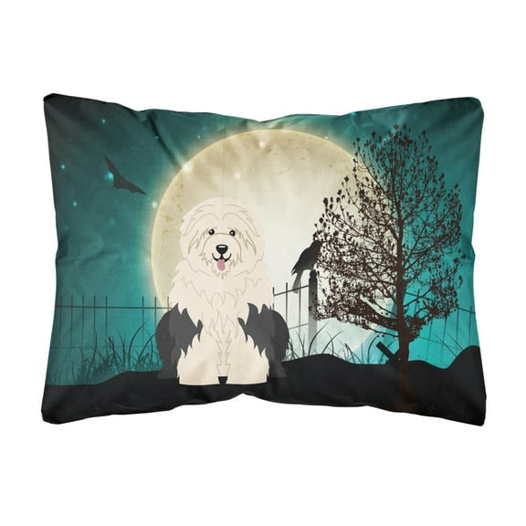 Carolines Treasures BB2286PW1216 Halloween Scary Old English Sheepdog Canvas Fabric Decorative Pillow, 12H x16W,