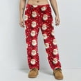 thumbnail image 2 of WTOBBY Women's Festive Christmas Pattern Pajama Pants with Elastic Waist - Holiday Themed Sleepwear for Comfortable Home Lounge Wear - Straight Leg Comfortable Fit,Red M, 2 of 8