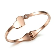 KATGI Fashion Rose Gold Plated Love Heart Cubic Zirconia Crystal Charm Bracelet