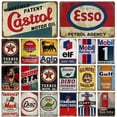 thumbnail image 2 of Letreros de hojalata de gasolina y aceite para motocicletas antiguas, Gulf Esso Agip Man Cave Club, pegatinas de pared para garaje, decoración de gas, 2 of 5