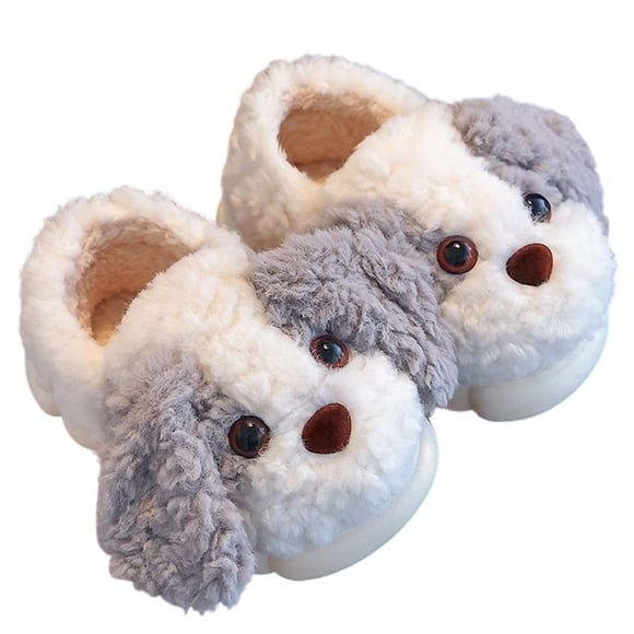 Bmisegm Winter Warm Slippers for Girls and Boys. Suitable for Children to Wear Indoors. Designed in The Shape of A Cute Dog. and Suitable for Young Children. Girls Slippers Grey