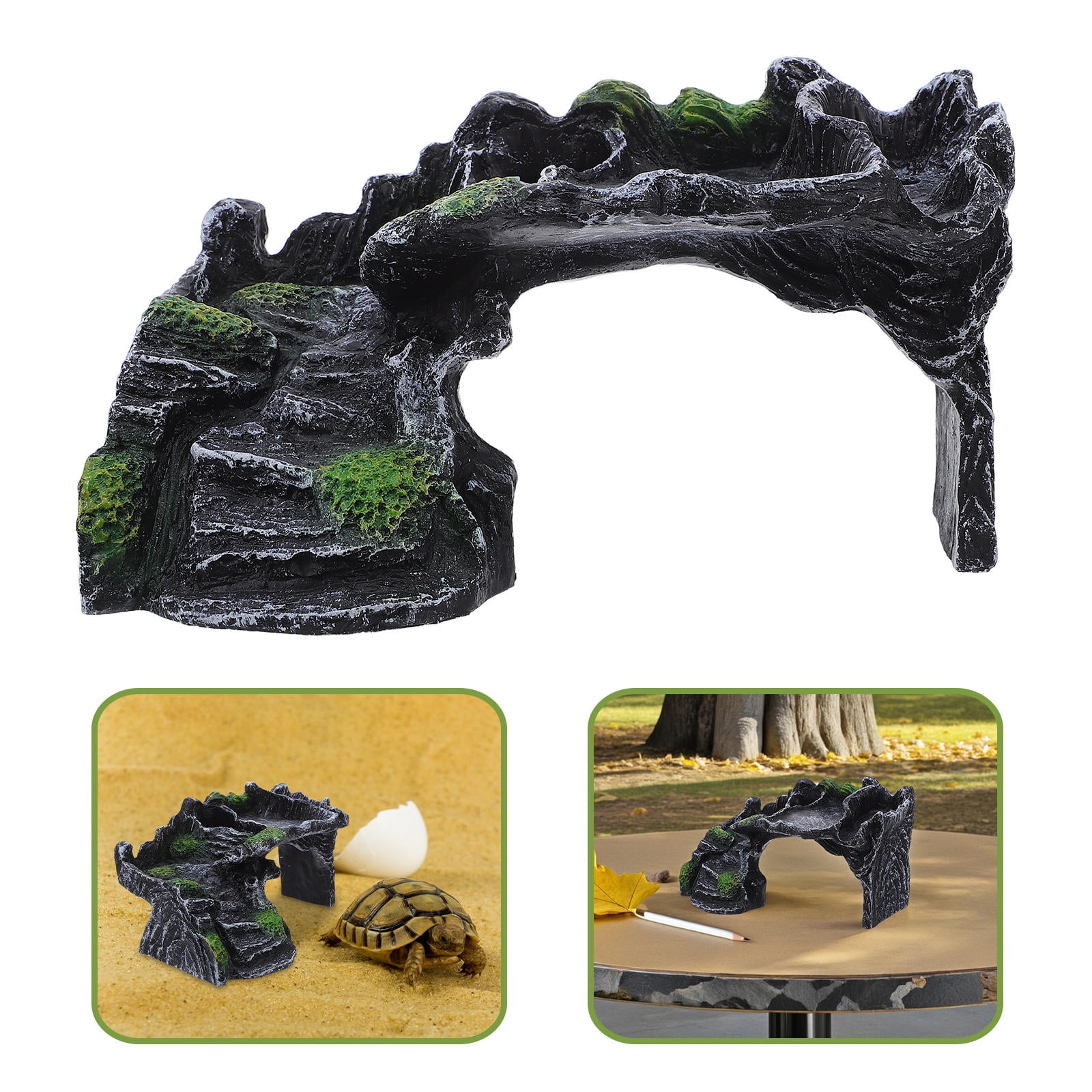 HONMEET Resin Turtle Basking Platform with Ramp and Hideout for Aquariums