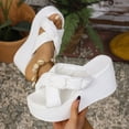 thumbnail image 5 of THDHVS Womens Sandals Comfortable,Womens Sandals,Women's Fashion Casual Summer Bow Thick Bottom Wedge Heel Flip Flops Sandals White 7.5, 5 of 5