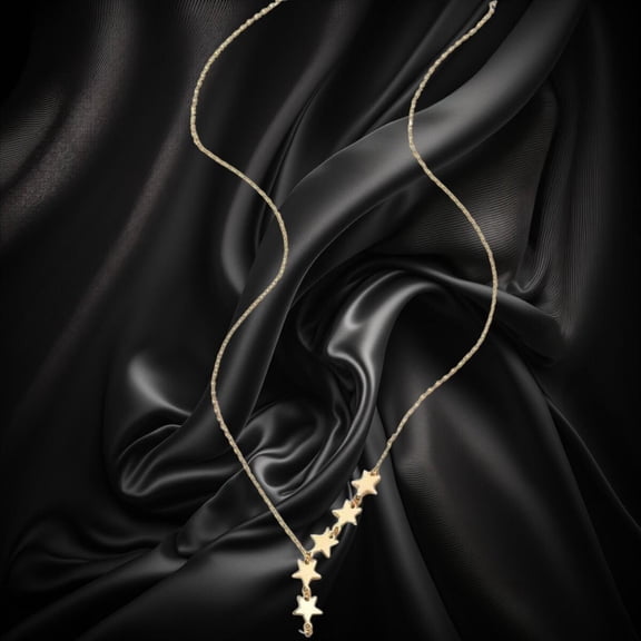 1PC Gold Long Star Tassel Necklace Y Shape Pentagram Chain Jewelry Christmas Gift for Women