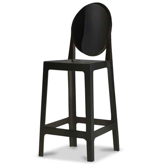 2xhome 25" Seat Height Kitchen Barstool, Modern Ghost Accent Side Armless Counter Stool With Back, Black, Set of 1, 1 piece