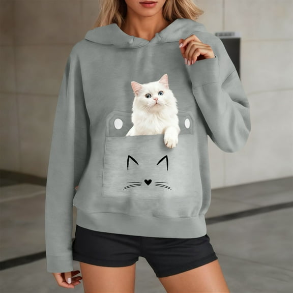 Cutuoiiu Oversized Sweatshirt for Women Fashion Printed Long Sleeve Hoodie with Pockets Gifts