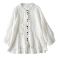 thumbnail image 1 of CEHVOM Chemise à Col Rond à la Mode des Femmes Dégagement Haut en Vrac, 1 of 2
