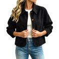 thumbnail image 2 of Tqcoqu Faux Suede Casual Cropped Fall Jacket for Women Trendy 2026, Button Down Short Casual Outwear with Pockets, 2 of 9