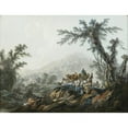 thumbnail image 3 of Jean-Baptiste Pillement 24x19 Black Modern Framed Museum Art Print Titled - Pastoral Landscape (1790), 3 of 5
