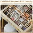 thumbnail image 2 of Towallmark 40 Inch Vanity Desk With Mirror, Makeup Dressing Table With LED Lights, Wooden Vanity Table With 5 Drawers, 3 Shelves, Power Outlet, For Bedroom, Dressing Room, Wood Color, 2 of 8