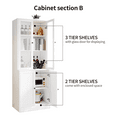 thumbnail image 5 of RichYa Vertical File Cabinet, 3-Tier Modern Bookshelf with 3 Large Drawer, Wood Filing Cabinet with Open Storage Shelf, Glass Doors and Fixed Storage Shelves for Home Office, White, 5 of 8