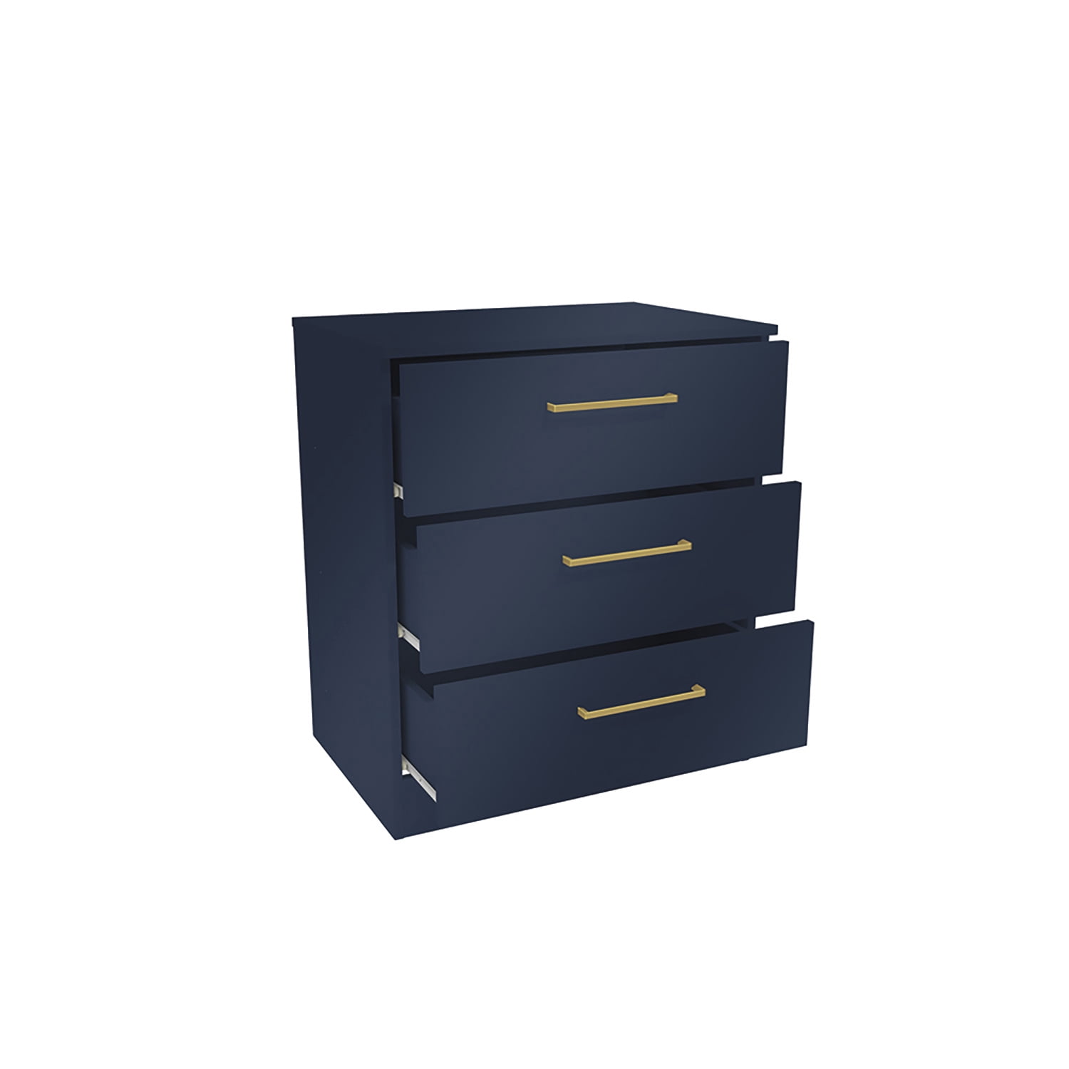 Kappesberg Jolyne 3-Drawer Vertical Dresser, Blue with Gold Handles – Modern Bedroom Storage for Adults and Teens
