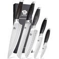 thumbnail image 1 of WILDMOK Professional Knife Set, 5 Pieces Kitchen Knife Set, German Stainless Steel Chef Knife Set with Gift Box, Black Pakkawood Handle, 1 of 8