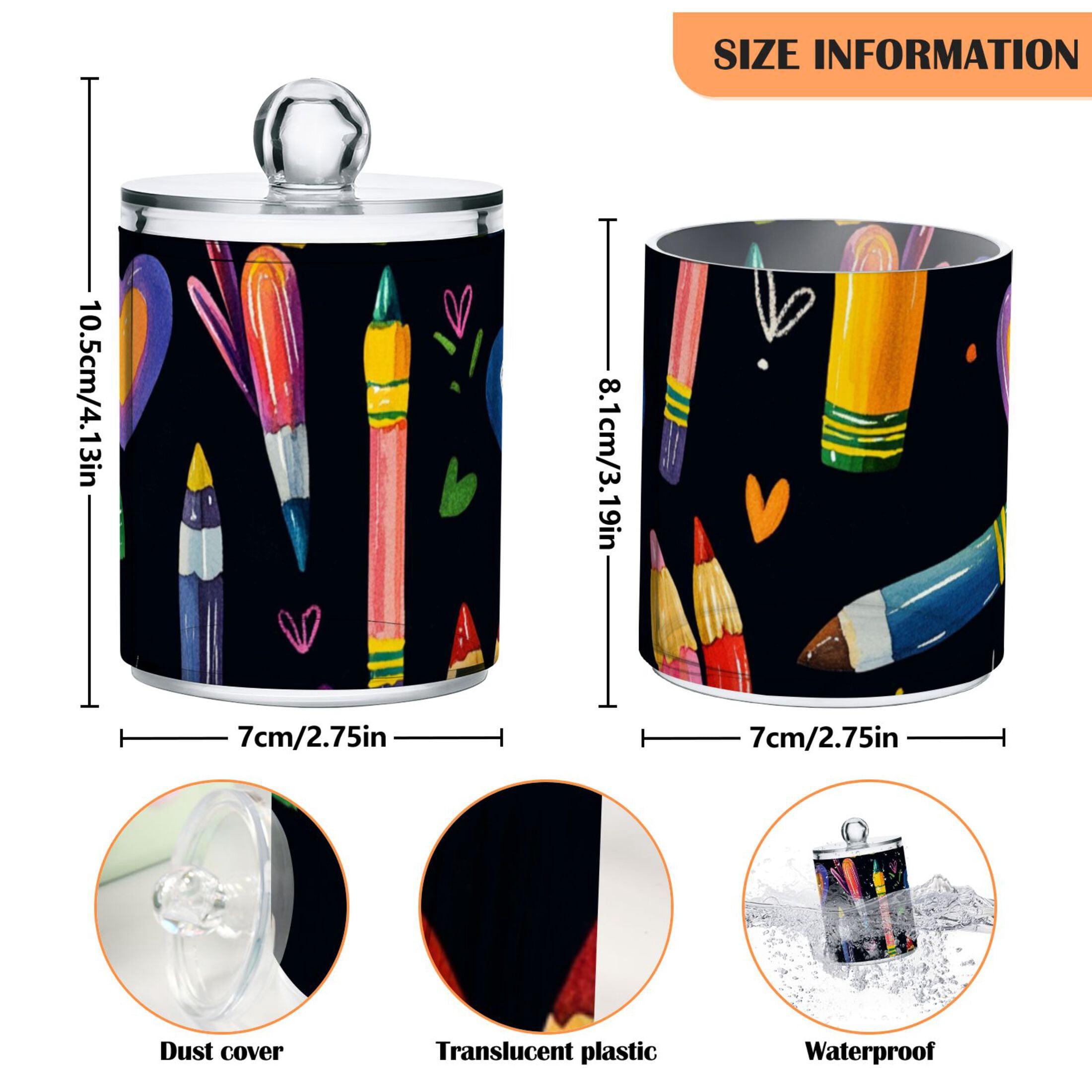 Ckdifva Crayons Rainbows Storage Jar with Lid Acrylic Organization Storage Containers Set of 4