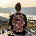 thumbnail image 6 of Backpack Cooler lunch bag 36 Can Capacity Insulated Bag for Camping, Beach, Hiking & Travel Pink and Brown Hearts Pattern, 6 of 7