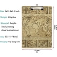 thumbnail image 2 of FMSHPON Retro Style World Map Clipboard Hardboard Wood Nursing Clip Board and Pull for Standard A4 Letter 13x9 inches, 2 of 5