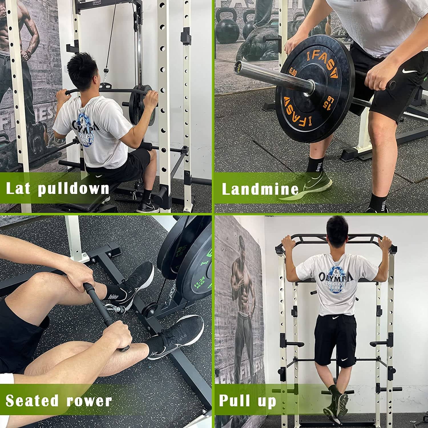 Weight Rack Multi-functional Power Cage,Home Adjustable Pullup Squat Rack 1000Lbs Capacity Comprehensive Fitness Barbell Rack,Barbell Rack