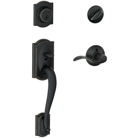 Schlage F60VCAM716ACC Aged Bronze Camelot Front Entry Handleset with Accent (Best Front Door Handlesets)
