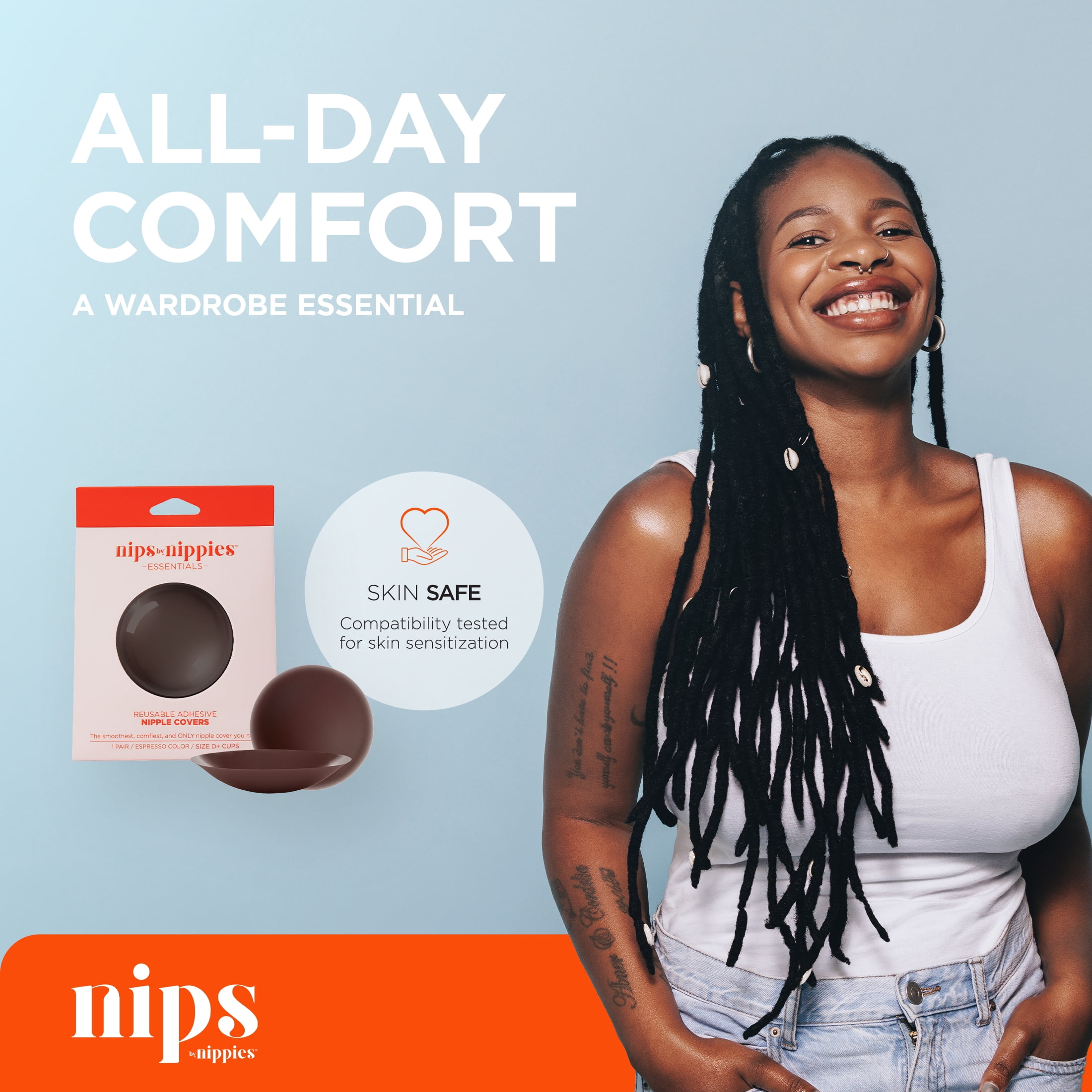 Nips by Nippies Women's Reusable Sticky Silicone Nipple Covers, Sizes A - D+
