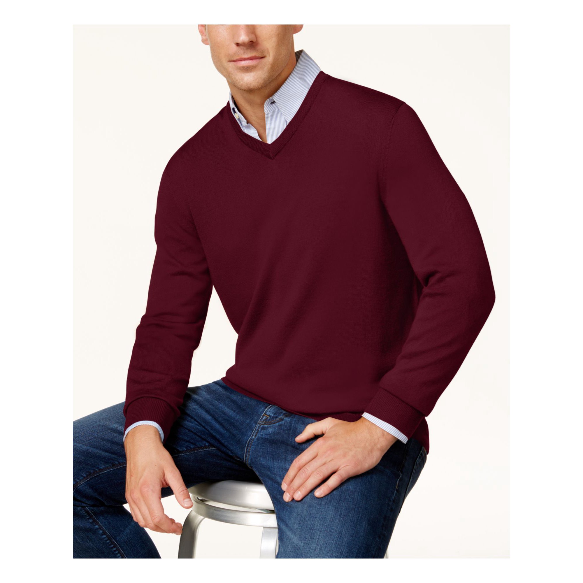 CLUBROOM Mens Maroon Long Sleeve V Neck Classic Fit Pullover Sweater XL -  Walmart.com