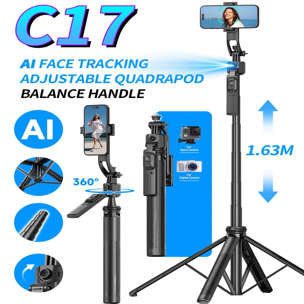Auto Face Tracking Tripod 360° Rotation, 71" Extendable Selfie Stick Phone Holder for iPhone Videos