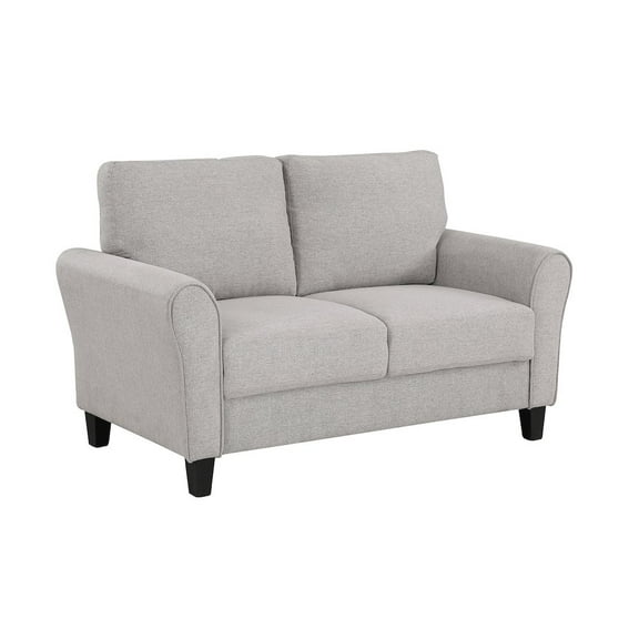 Lexicon Transitional Solid Wood and Polyester Love Seat in Gray/Sand Brown