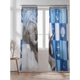 thumbnail image 2 of Sheer Curtains 108 Inches Long 2 Panels Set for Living Room, Funny Elephant Semi Sheer Curtains for Windows, Cute Art Modern Lovely Animals on Showering Voile Window Treatments Rod Pocket Curtain, 2 of 7