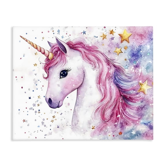 Stupell Industries Bohemian Pink Mane Unicorn with Stars Canvas Art, 20 x 16, by Creative Studio