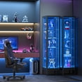thumbnail image 2 of WOOW DEPOT 63" Heavy Duty Display Cabinet 5-Tier Metal Curio Cabinet w/ Tempered Glass All Around RGB LED Light Lock Adjustable Shelves Home Office Shelving Unit, 2 of 9