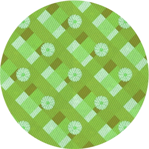 Ahgly Company Indoor Round Patterned Alien Green Area Rugs, 6' Round
