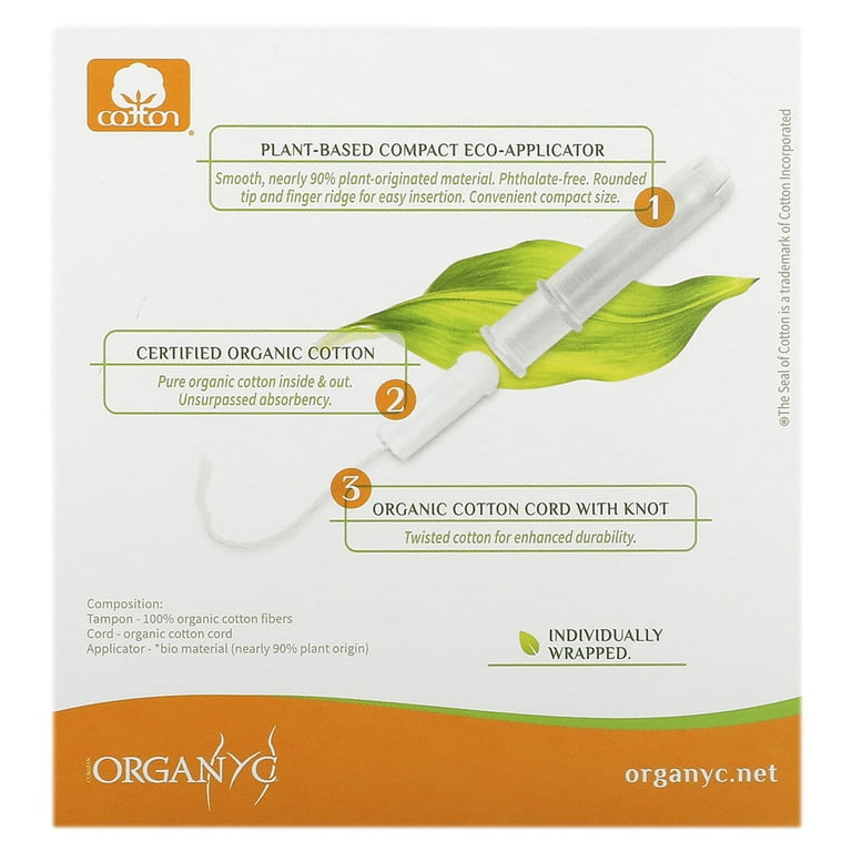 Organyc Chlorine Free Hypoallergenic Organic Cotton Tampons with
