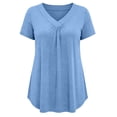thumbnail image 4 of Favoffer Womens Plus Size Blouses V Neck Short Sleeve Ruffle Solid Color Casual Tops Soft Shirts for Office Dating Weekend Outdoor, 4 of 5