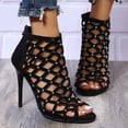 thumbnail image 2 of Abtuhar Womens High Heels Shoes Solid Color Open Toe Back Zip Thin Heel, 2 of 5