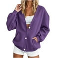 thumbnail image 3 of Winter Women's Fashion Sweatshirt Casual Oversized V-Neck Button Down Cardigan Long Sleeve Loose Fit Open Front Jacket with Pockets, 3 of 7