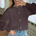 thumbnail image 7 of Sweater Cardigans for Women Soft Knit Coat Crew Neck Button Up Outerwear Long Sleeve Fall Winter Clothes (L, Brown), 7 of 7