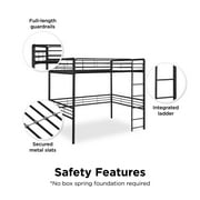 DHP Tommy Full Metal Loft Bed, Black